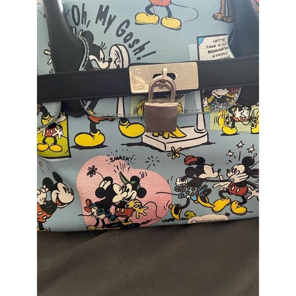Disney Minnie & Mickey Mouse Comic Strip Satchel Handbag Blue - Picture 2 of 6